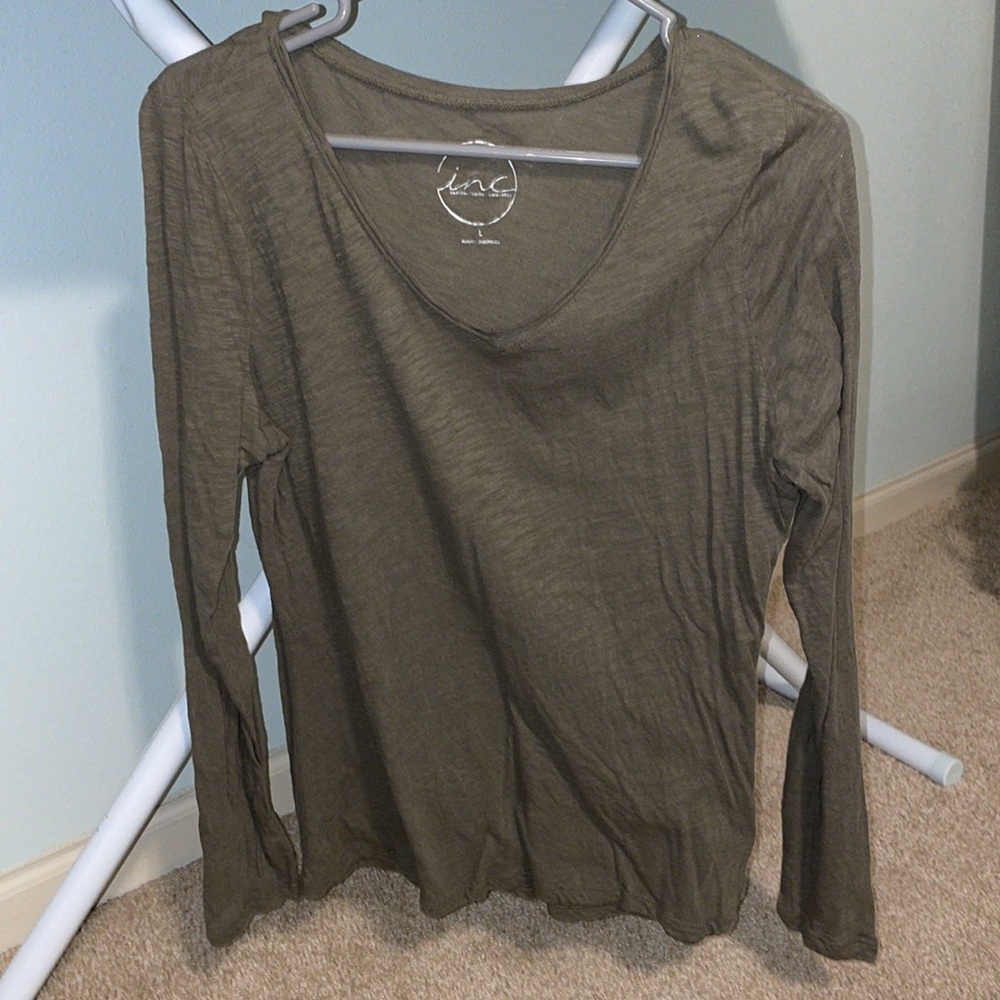 Green V Neck Long Sleeve